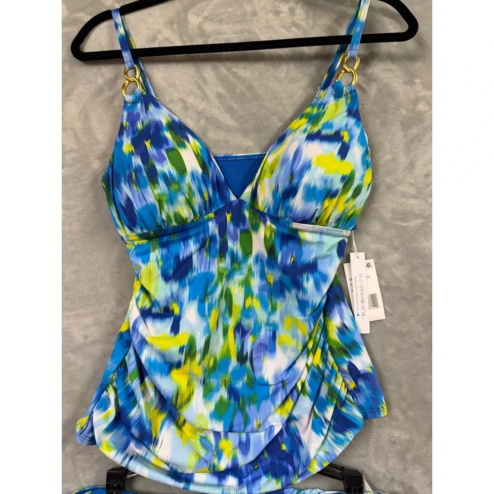 Bleu by Rod Beattie Life's A Beach Tankini Top & Sarong Hipster Bikini Bottoms 8